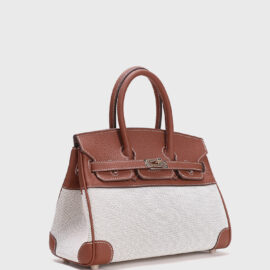Classic Canvas & Leather Structured Handbag